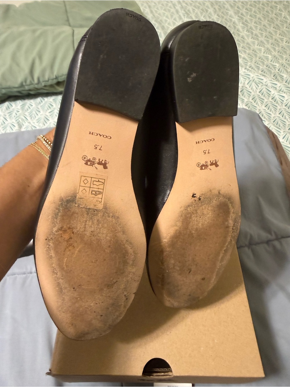 Coach Black Leather Haley Loafers with Gold Accent - Picture 3 of 5